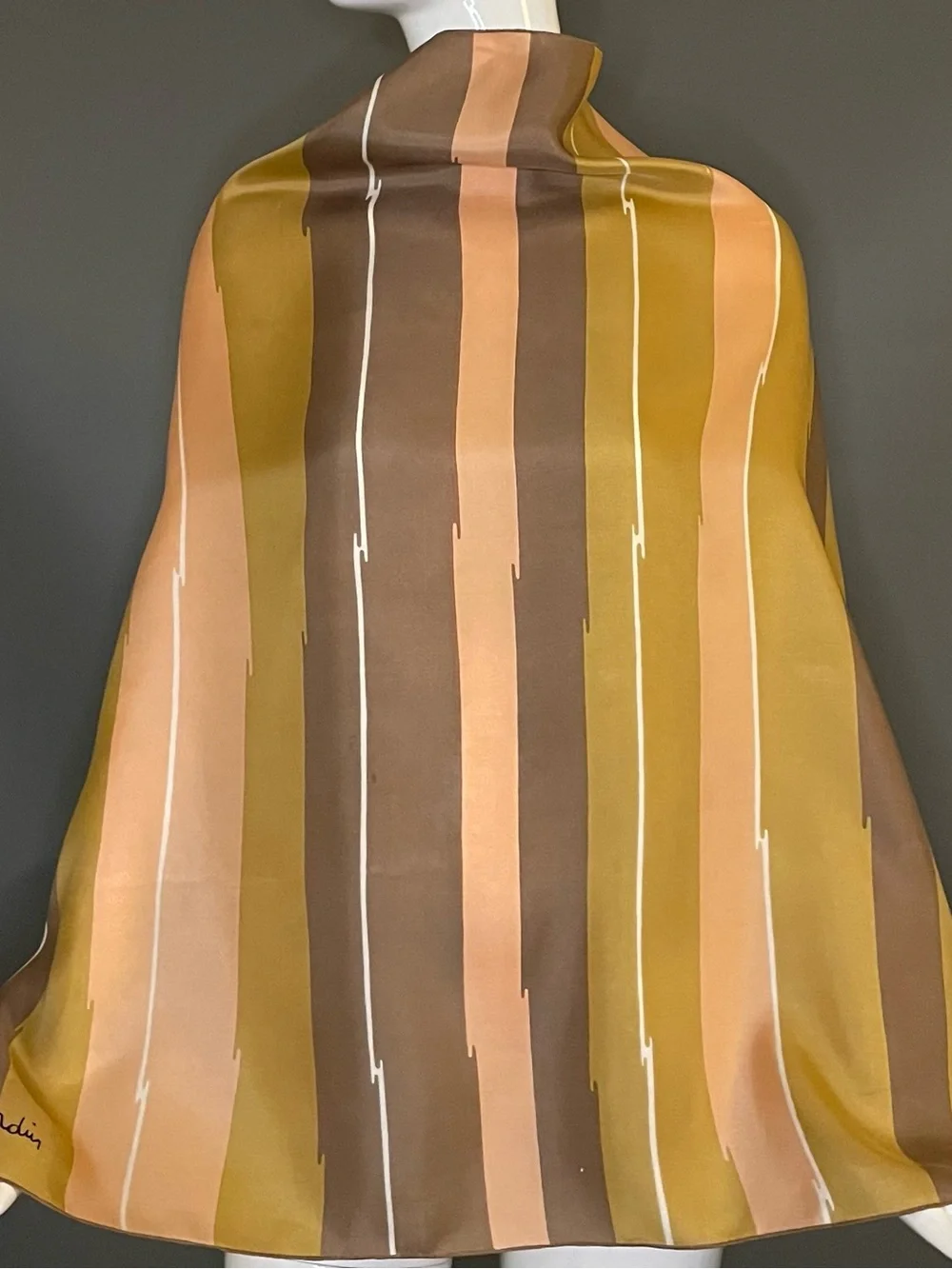 Vintage Pierre Cardin Striped Silk Scarf 31 In Good Condition